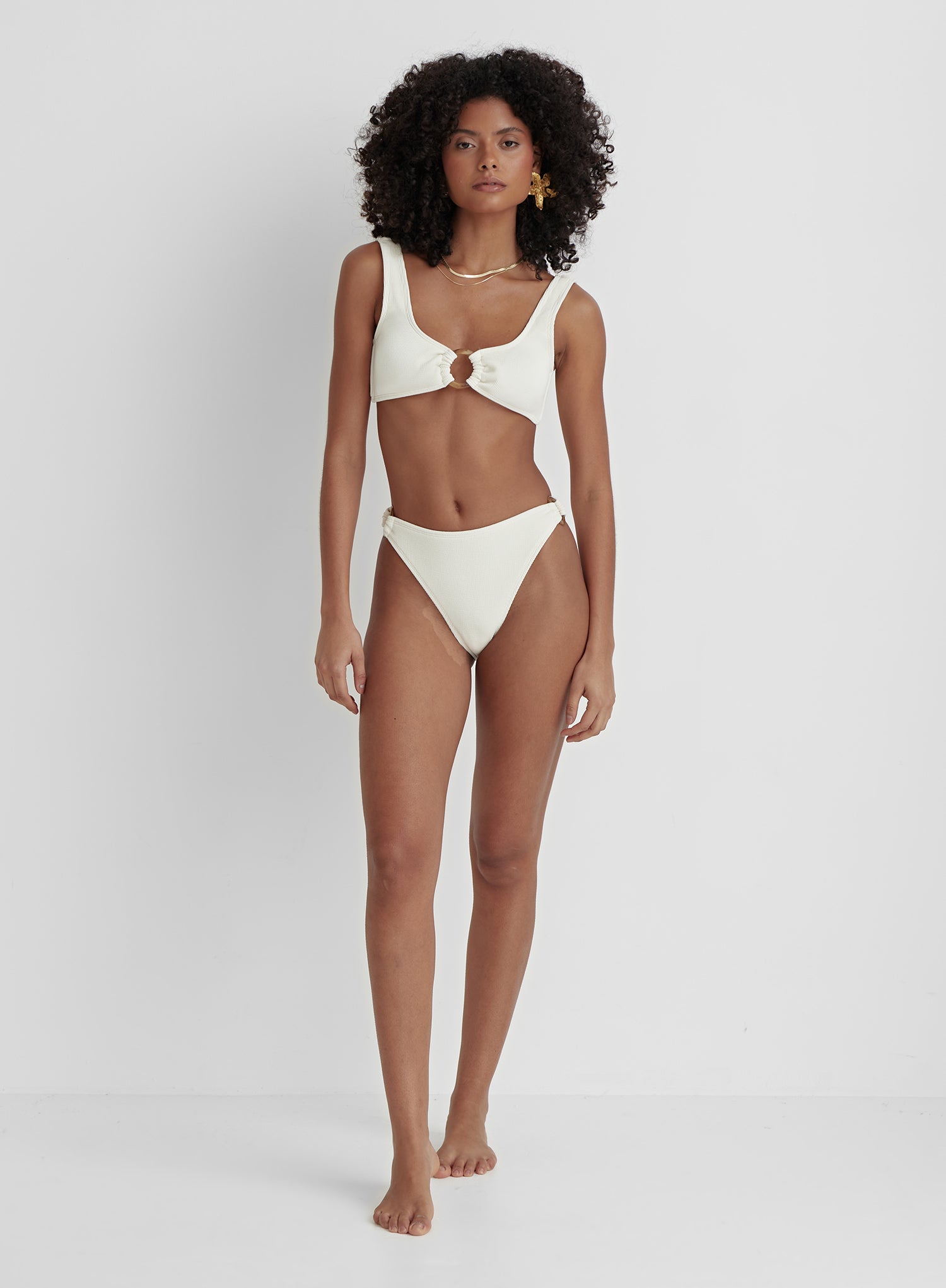Cream Crinkle Tortoiseshell Bikini Bottom